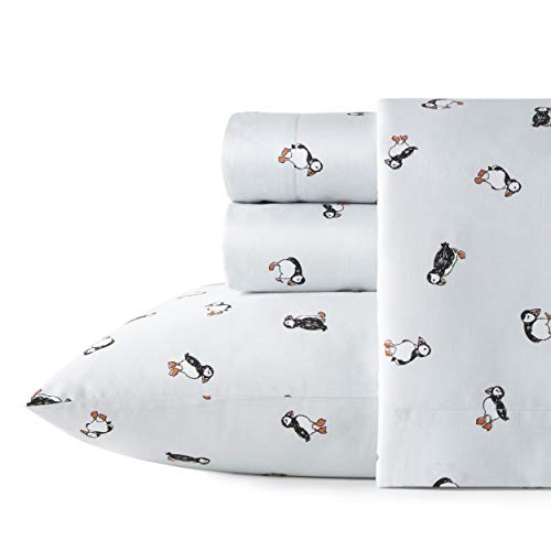 Poppy & Fritz - Twin Sheets, Cotton Percale Bedding Set, Crisp & Cool, Lightweight Home Decor (Puffin Paradise, Twin)