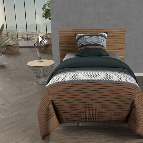 Soleil d'ocre, Thales Brick Cotton Duvet Cover Set, 57 Thread Count, 140 x 200 cm