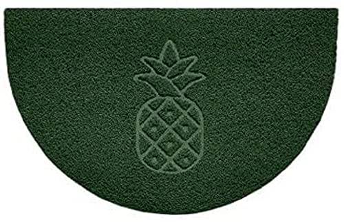 Nicoman Embossed Halfmoon Half Circle Door Mat Dirt-Trapper Jet-Washable Doormat 70x44cm (Green, PINEAPPLE Shape) - Use on Carpet ONLY