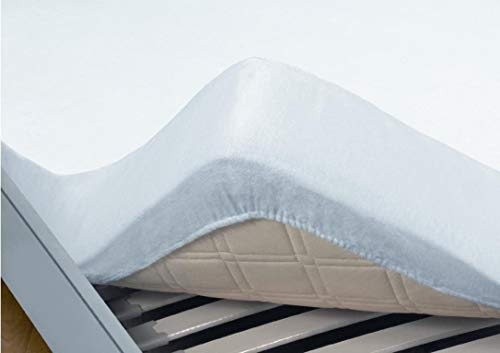 Papillon Fitted Sheet Molton Waterproof PU, Cotton, White, 70 x 200 cm