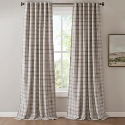 "Madison Park Anaheim Cabin Plaid Curtain Window, Thermal Insulated Fleece Lining, Living Room Decor Light Blocking Drape for Bedroom, 1-Single Panel Pack, 50"" x 108"" Rod Pocket Brown"
