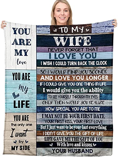 BASAO Anniversary Romantic Gift for Wife, Ultra-Soft Micro Fleece Sherpa Throw Blanket, Valentines Day Gifts for Her, Wife Birthday Gifts from Husband, for Bedding Sofa and Travel