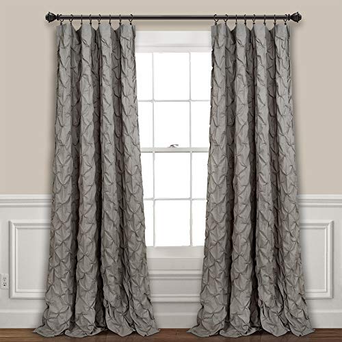 "Lush Decor Ravello Pintuck Vintage Chic Farmhouse Curtains, Single Curtain Panel, 52"" W x 84"" L, Gray"