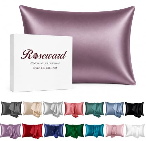 "Mulberry Silk Pillowcase King Size Lavender Luxury, Premium Silk Pillow Cases Purple for Hair and Face, Real 22 Momme, Anti Aging, 1 Pc 20""x36"" (King, Purple)"