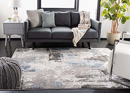 Safavieh Contemporary Rug for Living Room, Dining Room, Bedroom, Craft Collection, Short Pile, in Grey and Blue, 122 X 183 cm