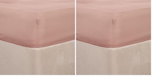 Brentfords Plain Dye Fitted Bed Sheet Non Iron Super Soft Easy Care Microfibre, Blush Pink - King Size (Pack of 2)