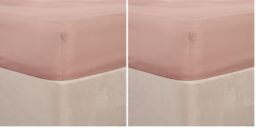 Brentfords Plain Dye Fitted Bed Sheet Non Iron Super Soft Easy Care Microfibre, Blush Pink - King Size (Pack of 2)