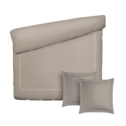 Pure Cotton 3-Piece Double Bedding Set - Duvet Cover 240 x 220 cm & 2 Pillowcases 63 x 63 cm - 100% Cotton Satin, 80 Thread Count, 120 GSM - Oeko-TEX Certified - Silhouette - Taupe/Taupe