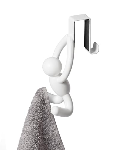Umbra Buddy Over the Cabinet Hook, Space-Saving Kitchen and Bathroom Organizer, White, Set of 2