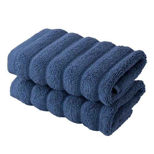 BERIBO Cloud Turkish Towel Set 100% Cotton 620gsm (Deep Navy, 2 Face Flannels)
