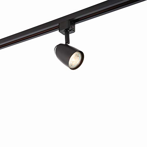 Monte Multi Directional Matt Black and Chrome Finish Mains Track GU10 LED Compatible Adjustable Spotlight Track Head Lighting