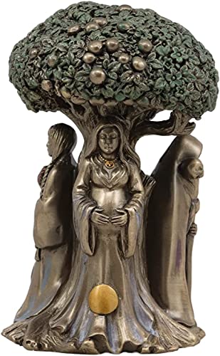 "Ebros Celtic Sacred Moon Triple Goddess Mother Maiden Crone Under Tree of Life Statue 5.5"" Tall Hecate Brigid Wicca Wiccan Holy Trinity Decor Sculpture Decorative Figurine Cosmic Celestial Gods"