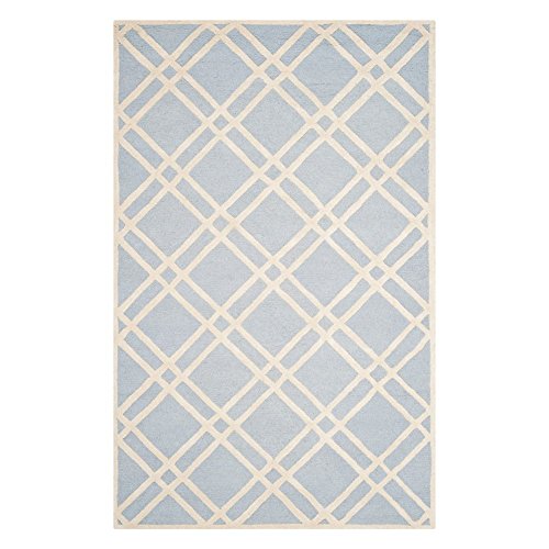 Safavieh Modern Indoor Hand Tufted Accent Area Rug, Cambridge Collection, CAM142, in Light Blue / Ivory, 61 X 91 cm for Living Room, Bedroom or Any Indoor Space