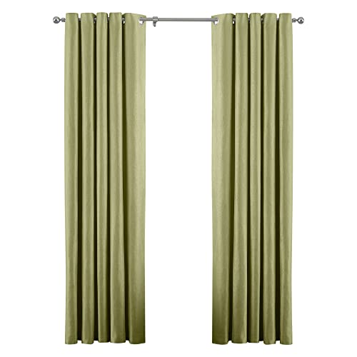 "Riva Paoletti Atlantic Ringtop Eyelet Curtains (Pair) - Green - Woven Twill Fabric - Ready Made - 100% Polyester - 229cm width x 183cm drop (90"" x 72"" inches) - Designed in the UK"