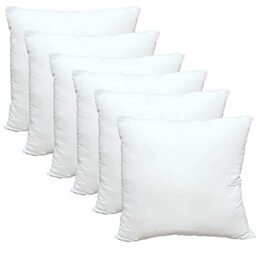 Obruosci Luxury Set of 6 Throw Pillow Inserts, 18 x 18 Hypoallergenic Ultra Soft White Polyester Microfiber Durable Couch Cushion Fillers