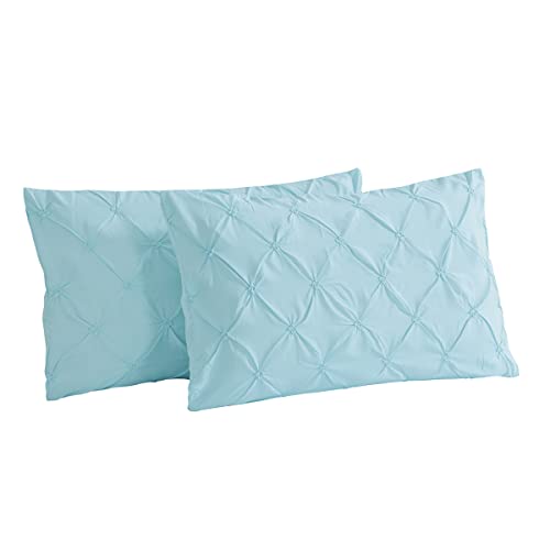 Vaulia Lightweight Soft Microfiber Pintuck Pillow Shams, Well Crafted Pinch Pleat, King Size (20x36) Light Blue 2-Pack