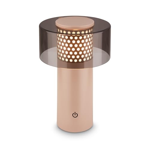 BRILONER - Rechargeable LED Table Lamp IP44 with Touch, Dimmable, Warm White Light, LED, Battery 13X20.5 cm, Anthracite-Beige