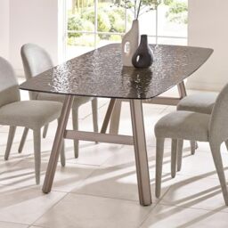 Julian Bowen Callisto Bubble Glass Dining Table, Brown - H75.5xW200xD100cm