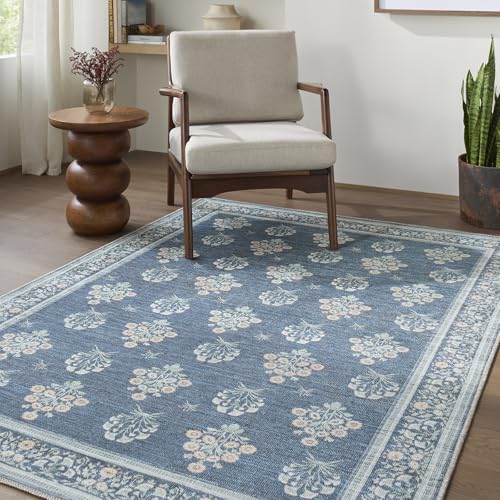 Livabliss Nesie Modern Area Rug 200x275 cm – Machine Woven, Chenille/Polyester, Modern Pattern for Living Room & Dining, Machine Washable, Blue, White, Green, Yellow, Red, Seafoam