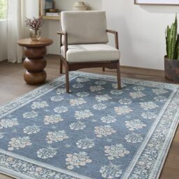 Livabliss Nesie Modern Area Rug 200x275 cm – Machine Woven, Chenille/Polyester, Modern Pattern for Living Room & Dining, Machine Washable, Blue, White, Green, Yellow, Red, Seafoam