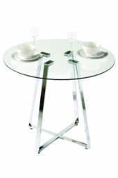 Premier Metropolitan Round Glass Dining Table Modern Dining Tables with Chrome Legs H76xW90xD90