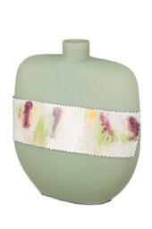 GILDE Decorative Vase, Bulbous Glass Flower Vase, Table Vase, Decorative Living Room, Colour: Matte Green, Height 30 cm