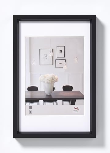 walther design Picture Frame Black 10,5 x 15 cm with PassepArtout, Steel Style Plastic Frame ES015B