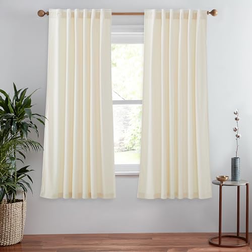 StangH Luxury Ivory Velvet Curtains Heavy Thick Thermal Insulated Curtains Light Dimming Privacy Drapes for Kitchen/Kids Bedroom/Doorway, W52 x L63, 2 Panels