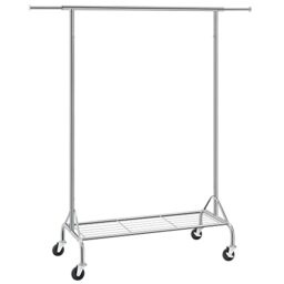 SONGMICS Heavy Duty Metal Clothes Rail with Shoes Shelf, maximum load of 50 kg, Chrome HSR02S