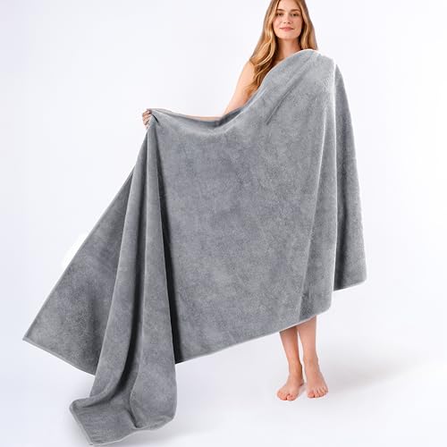 American Soft Linen Oversized Bath Sheet 40x80, Jumbo Large Bath Towels for Bathroom, 100% Ringspun Cotton Bath Sheet for Adults, Bath Sheets Towels, Light Grey Bath Sheet