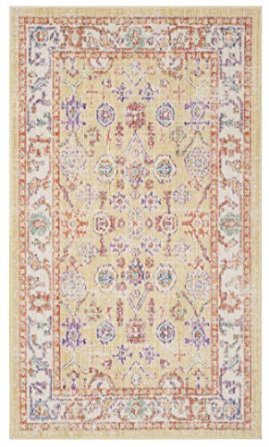 Safavieh Boho Chic Indoor Woven Rectangle Area Rug, Windsor Collection, WDS313, in Gold / Lavender, 91 X 152 cm for Living Room, Bedroom or Any Indoor Space