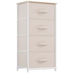 YITAHOME Chest of Drawers with 4 Drawers, Fabric Dressers with Easy Pull Handle,Sturdy Steel Frame,Storage Drawers for Bedroom, Closet, Clothes, Cream White