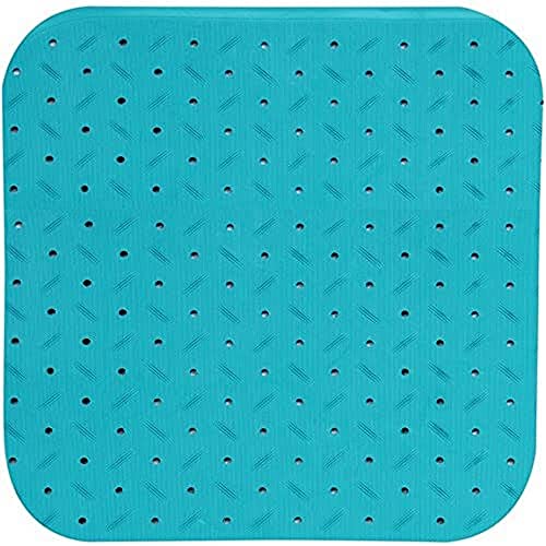 MSV Premium Shower Mat Antibacterial Non-Slip with Suction Cups Light Blue Rose Scent Approx. 54 x 54 cm Washable at 60 °C