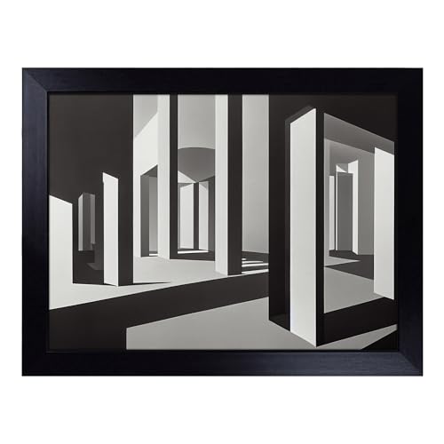 Lap Tray with Bean Bag Cushion, Modern Architecture Abstract - Handmade in the UK, Raised Wooden Edge, Padded Cushion, Heat-Resistant Wipe-Clean Surface, for Meals, Laptops and Crafts