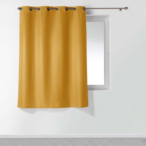 Douceur d'Intérieur, Curtain with eyelets (140 x 180 cm) Essentiel Ochre, Polyester