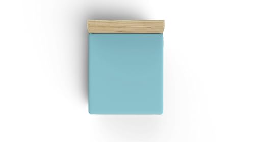 Premium Ranforce Single XL Fitted Sheet, 100% Cotton, 100 x 200 + 40 cm, 155 Thread Count, Turquoise, Machine Washable at 30°C, Soft and Durable
