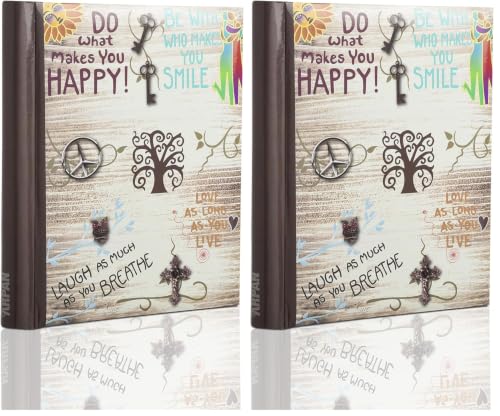 ARPAN Large Self Adhesive Photo Album, 20 Sheets 40 Sides, Spiral Ring Binder with Clear Overlay Pages, Life Inspirational Slogans Design (Pack of 2)
