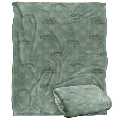 Jq Licensing - Jl-Jp-Jq Bass Fishing Compass Pattern Silky Touch Super Soft Throw Blanket 152 X 127 Cm