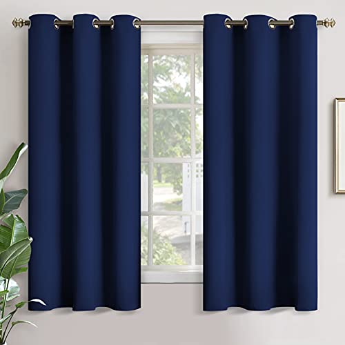 YoungsTex Navy Blue Blackout Curtains 63 Inches Long Room Darkening - Thermal Insulated Drapes with Grommet for Bedroom Window Kids Light Blocking, 2 Panels, 42 x 63 Inch
