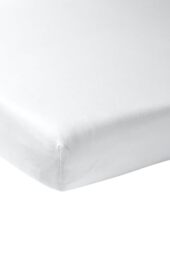 Meyco Home Basic Jersey Plain Fitted Sheet for 1 Person (Flat Sheet with Soft Jersey Quality, Made of 100% Cotton, thanks to All-Round Elastic, Breathable, Dimensions: 120 x 200 cm), White