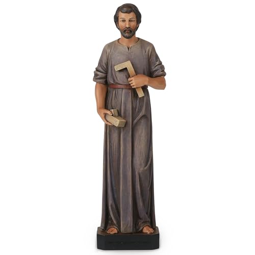 BC Catholic Saint Joseph Statue The Worker, Catholic Decor Indoor, Religious Gifts for Labour Days 11inches H, Hand Painted by Buildclassic