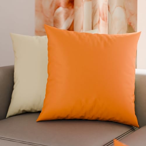 PETTI Artigiani Italiani - Pair of Pillow Cases 50 x 30 cm in Microfibre, Pillows for Bedroom Furniture, Sofa, Set of 2 Cushion Covers, Reversible Pillowcase Orange Cream