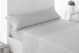 Miracle Home. Roda Bed Sheet Set of 4 Pieces, Fitted Sheet, Top Sheet and 2 Pillowcases, Anti Peeling, Grey, 180 x 200 cm, 180 cm Bed, 2 Pillowcases 107 x 45 cm