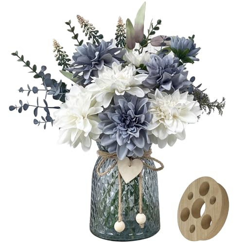 SHINFHOMF Faux Flowers in Vase,Flower centerpieces for Tables,Fake Flowers with vase,Kitchen Table Decor,Coffee Table Decor