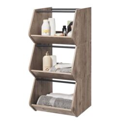 Iris Ohyama, Étagère, Boîte de rangement en bois, Meuble d'appoint,1 porte rabattable, Empilable, Solide, Cuisine, Chambre, Salon - Basic furniture shelf - IWB-400 - Marron Cendré