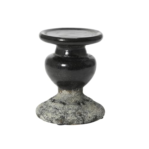 "Creative Co-Op 2-Tone Sculptural Terracotta, Black and Distressed Multicolor Pillar Candle Holder, Holds 4"""