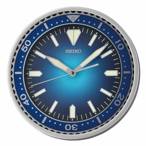 Seiko 12 Inch Heritage Design Watch Dial Wall Clock, Metallic Blue
