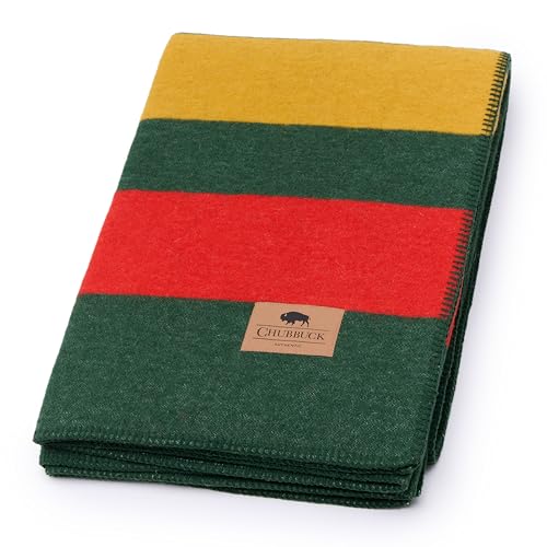 "Chubbuck 100% Wool Blanket Camping (60"" x 84"") - Large Warm Blanket for Camping, Emergency, Outdoor Concerts and Home Use - Fire Retardant, Soft and Warm Blankets for Winter (Windsor)"
