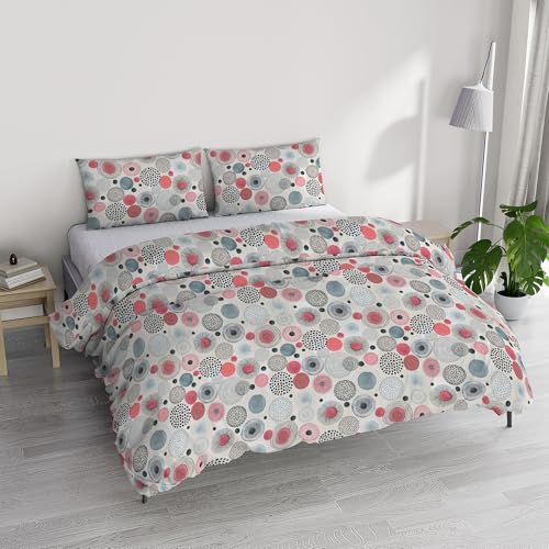 Italian Bed Linen River Cotton Double Duvet Cover Set, Made in Italy – Duvet Cover Set – Duvet Cover 250 x 200 cm with Double Flap and 2 Pillow Cases (Double, Elba)