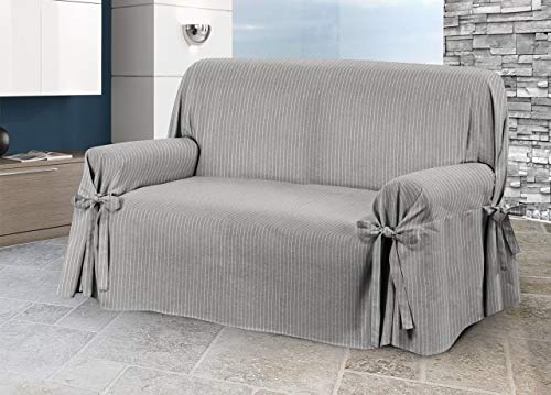 BIANCHERIAWEB Sofa Cover with Ties with Ties, Protective Cover for 2 Seater Sofa, Made in Italy, Grey